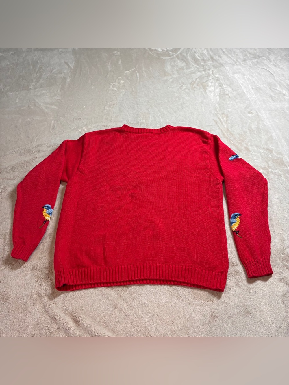 VTG 90s National Wildlife Federation Bird Sweater Cottagecore Women Medium M Red - Picture 9 of 9